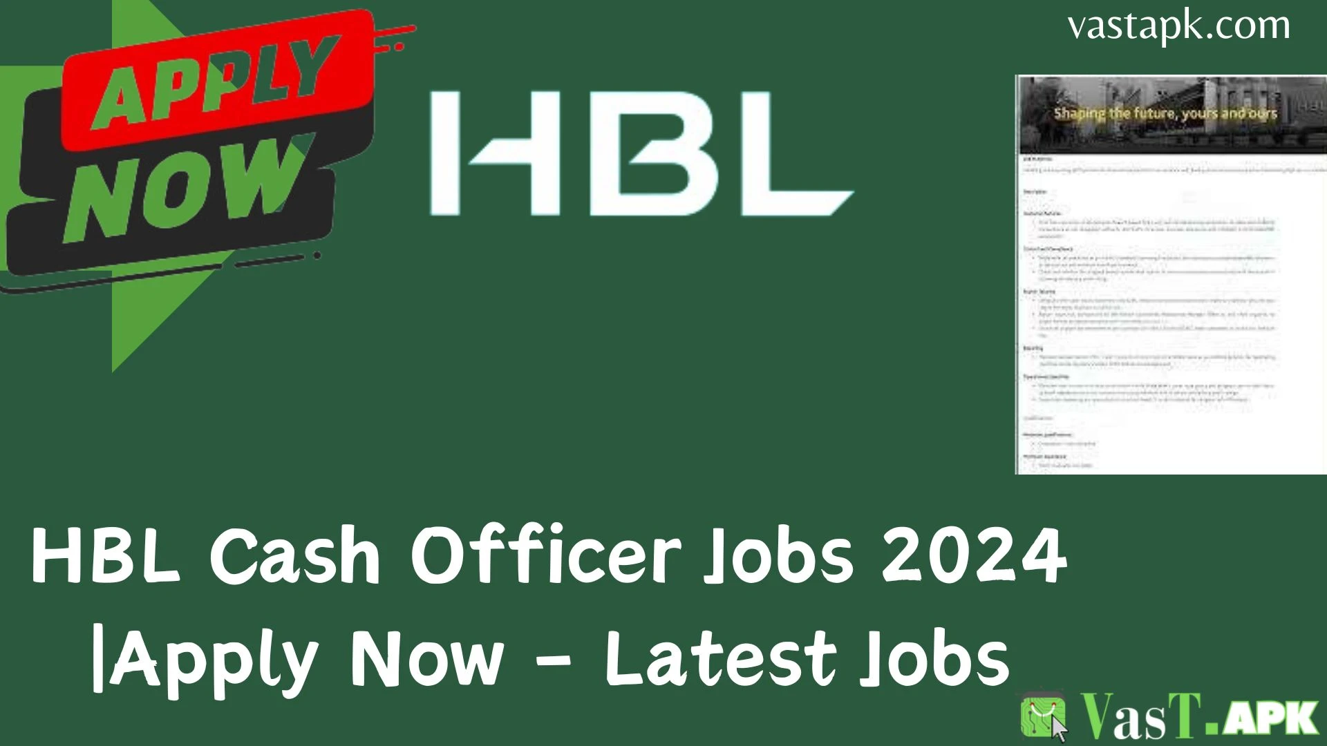 HBL Cash Officer Jobs