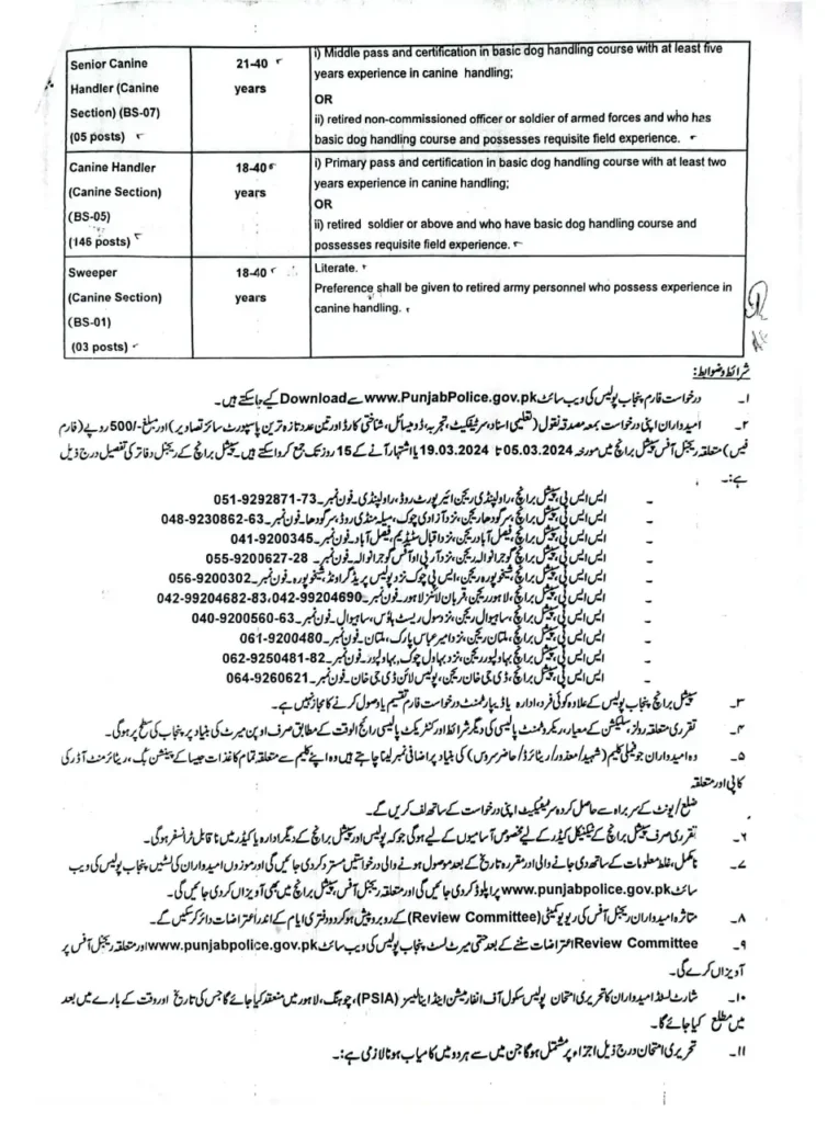 Punjab Police Wireless Operator Jobs Advertisement 